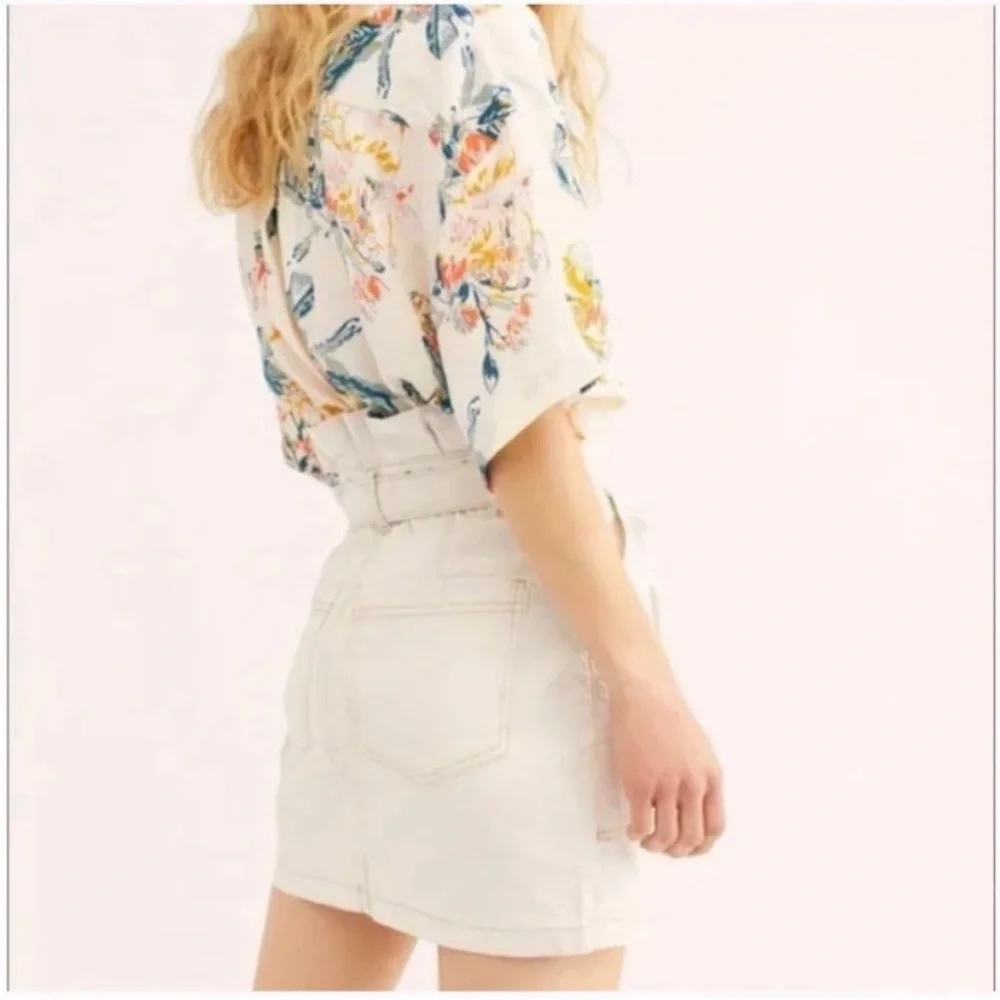 Free People “Splendor in the Grass” paperbag waist miniskirt